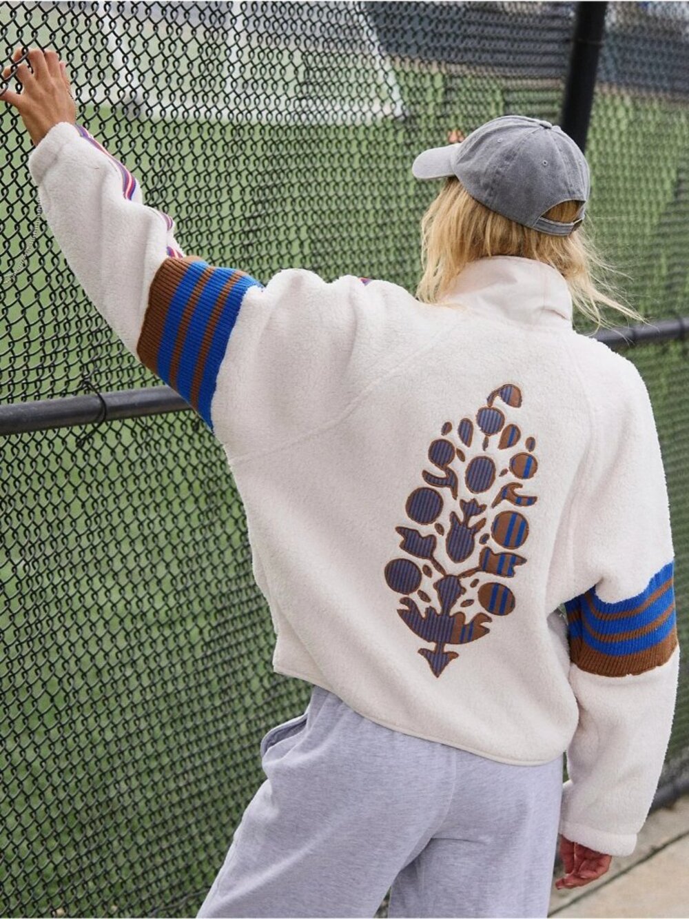 Free People Mountain High Sporty Logo Fleece Jacket Gorpcore Womens XL